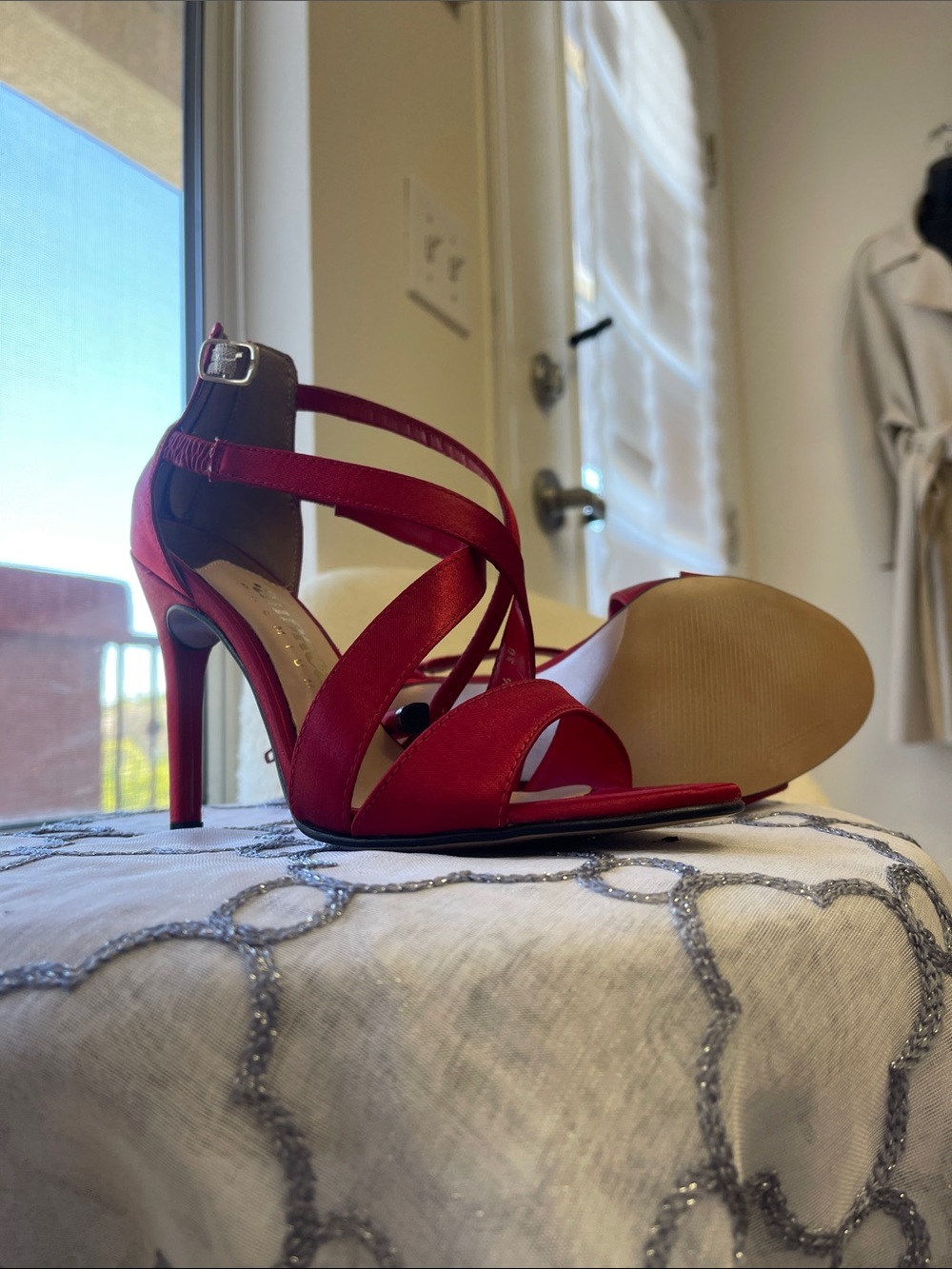 Andrea Jovine Red Strappy Stiletto Sandals